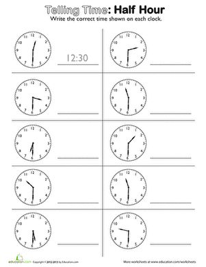 I can tell the time to the half hour  