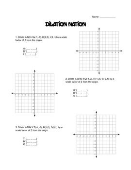Geometry Worksheet: Dilations and Scale Factor by My Geometry World