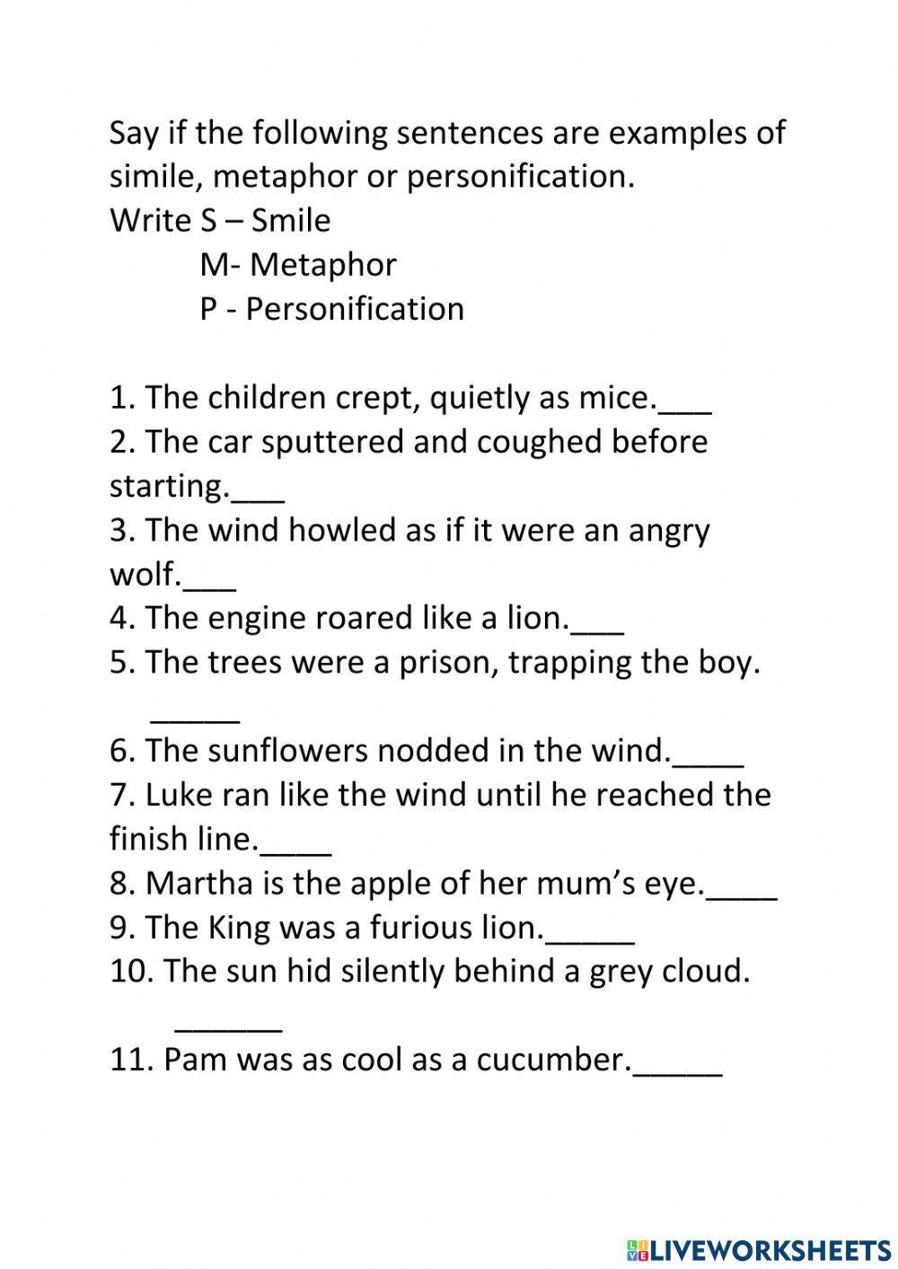 Personification Worksheets Worksheets Library