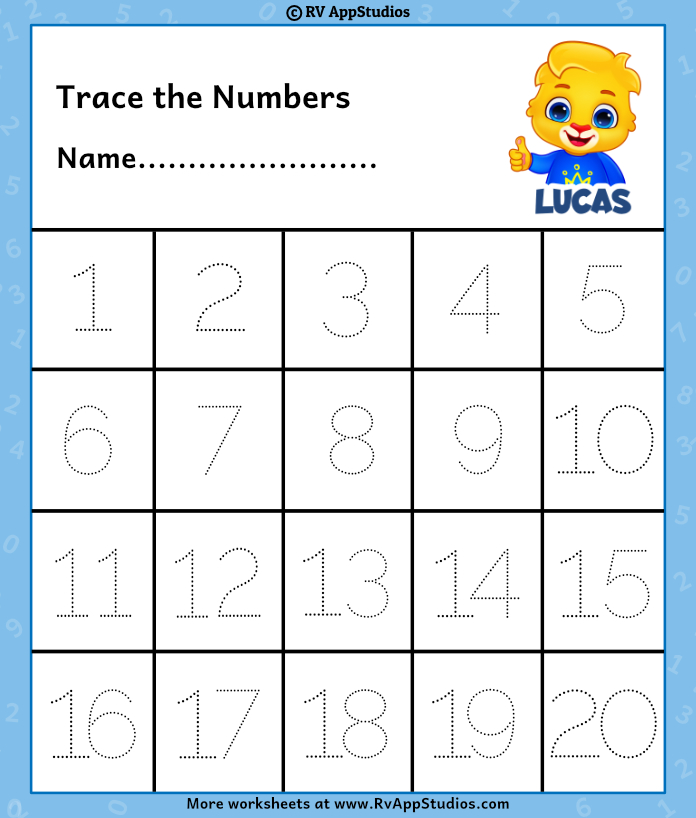 Tracing Numbers Printable Worksheet 1-20 Preschool - Etsy UK