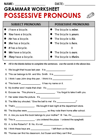 possessive nouns worksheets