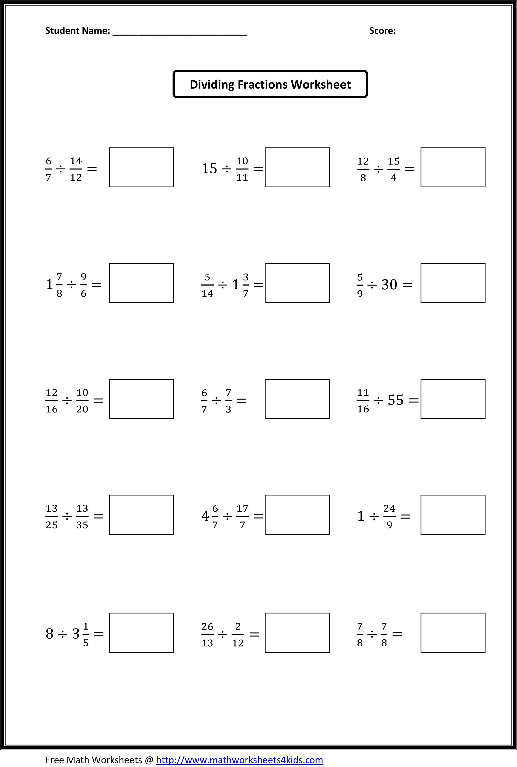 FREE Dividing Fractions Worksheets 6Th Grade [PDFs] Brighterly
