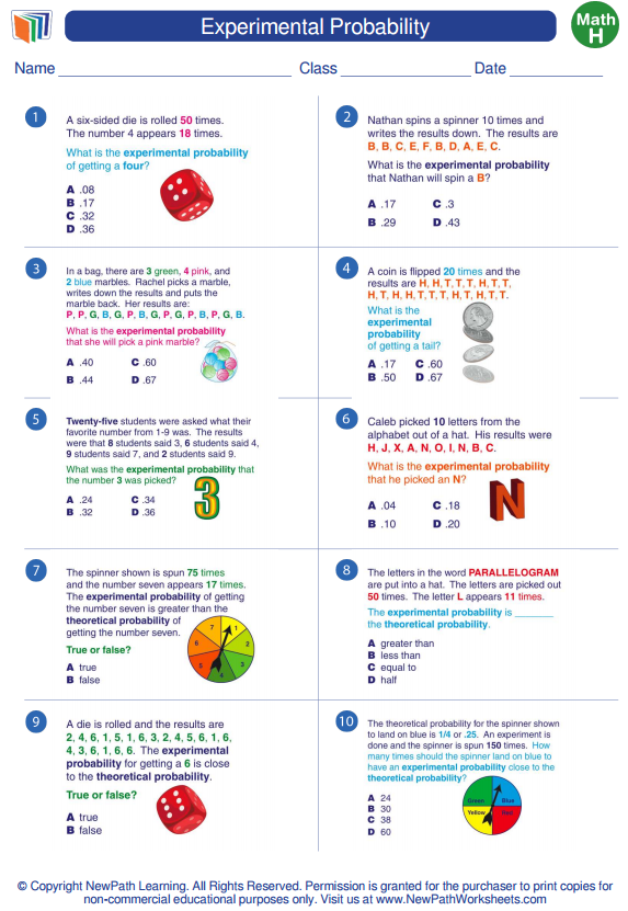 Probability Worksheets | Dynamically Created Probability Worksheets
