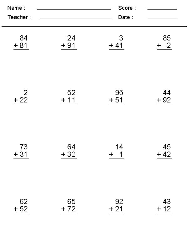 Printable Simple Addition Worksheet 1 - For Kindergarten and 1st