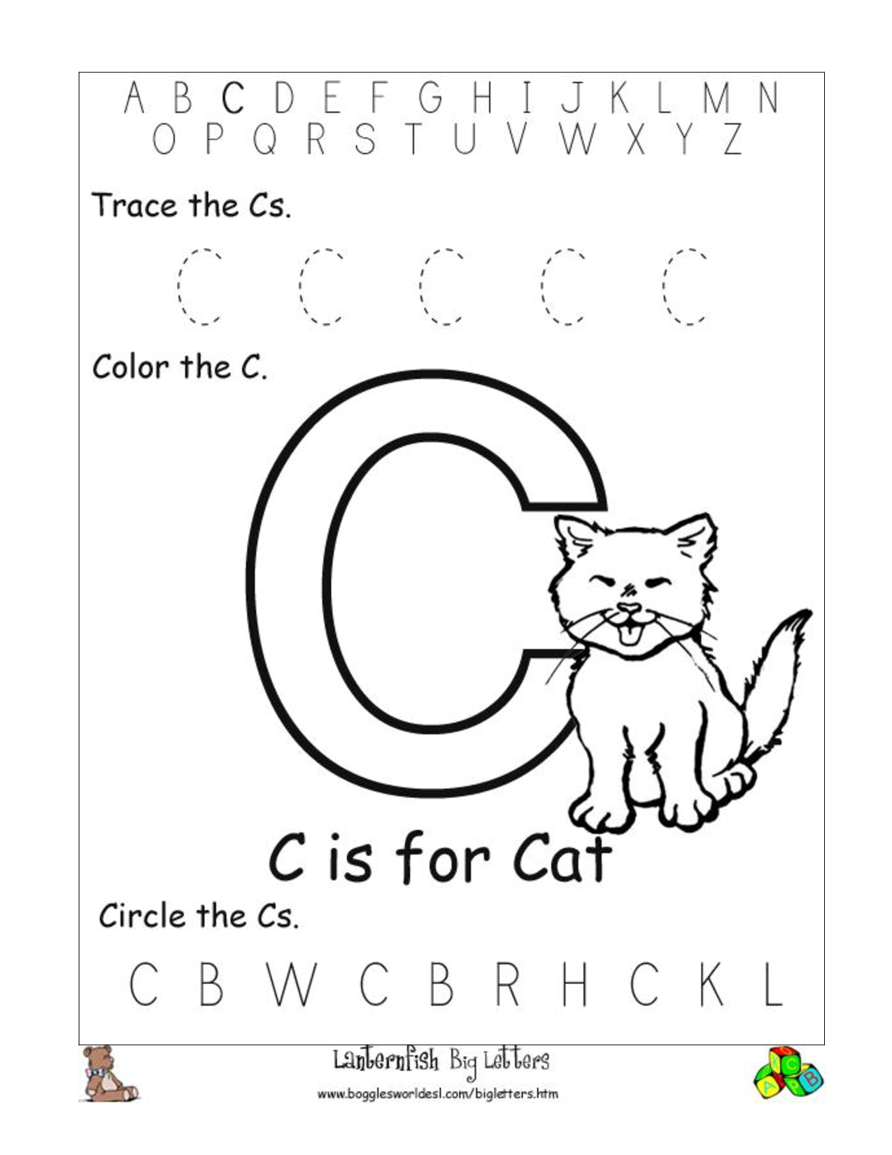 Sweet Silly Sara: Letter C Preschool Worksheets