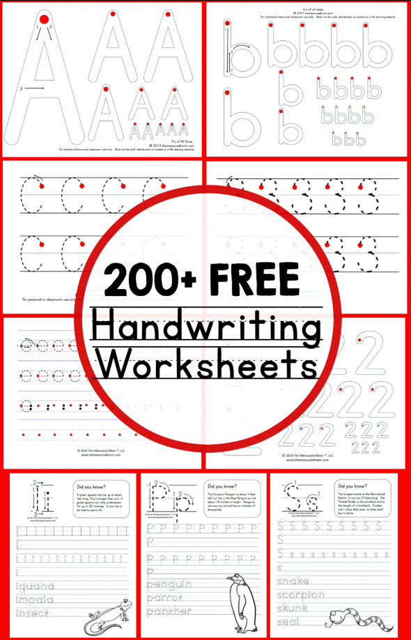 26 Free Printable Handwriting Worksheets for Kindergarten