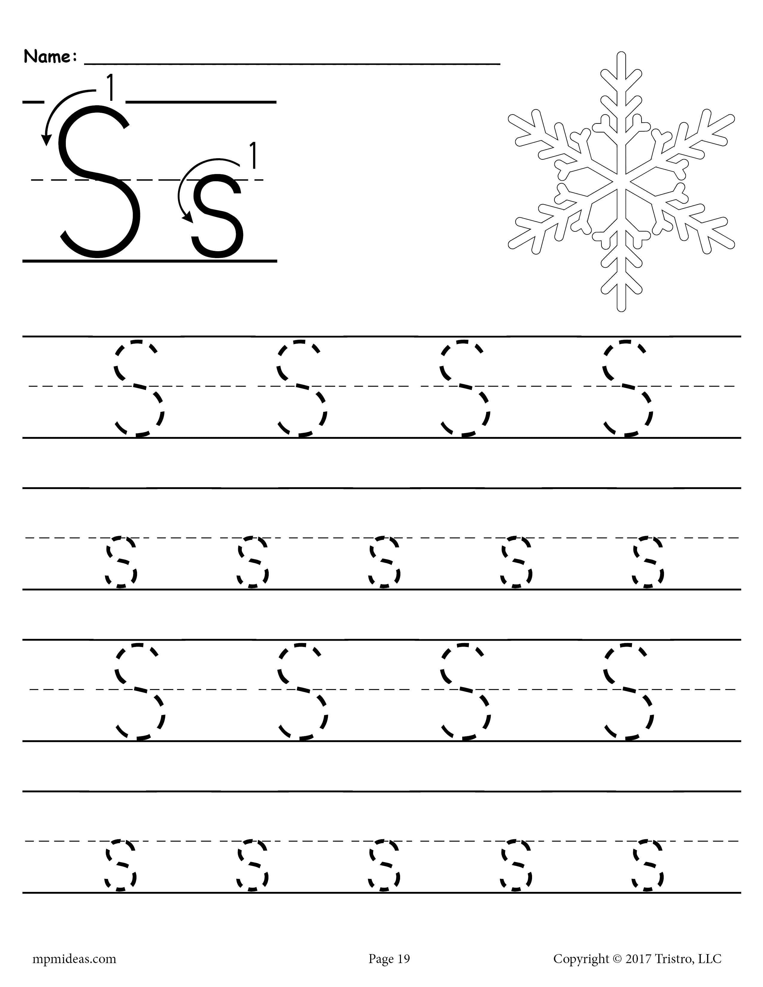 Tracing Letter S Worksheet