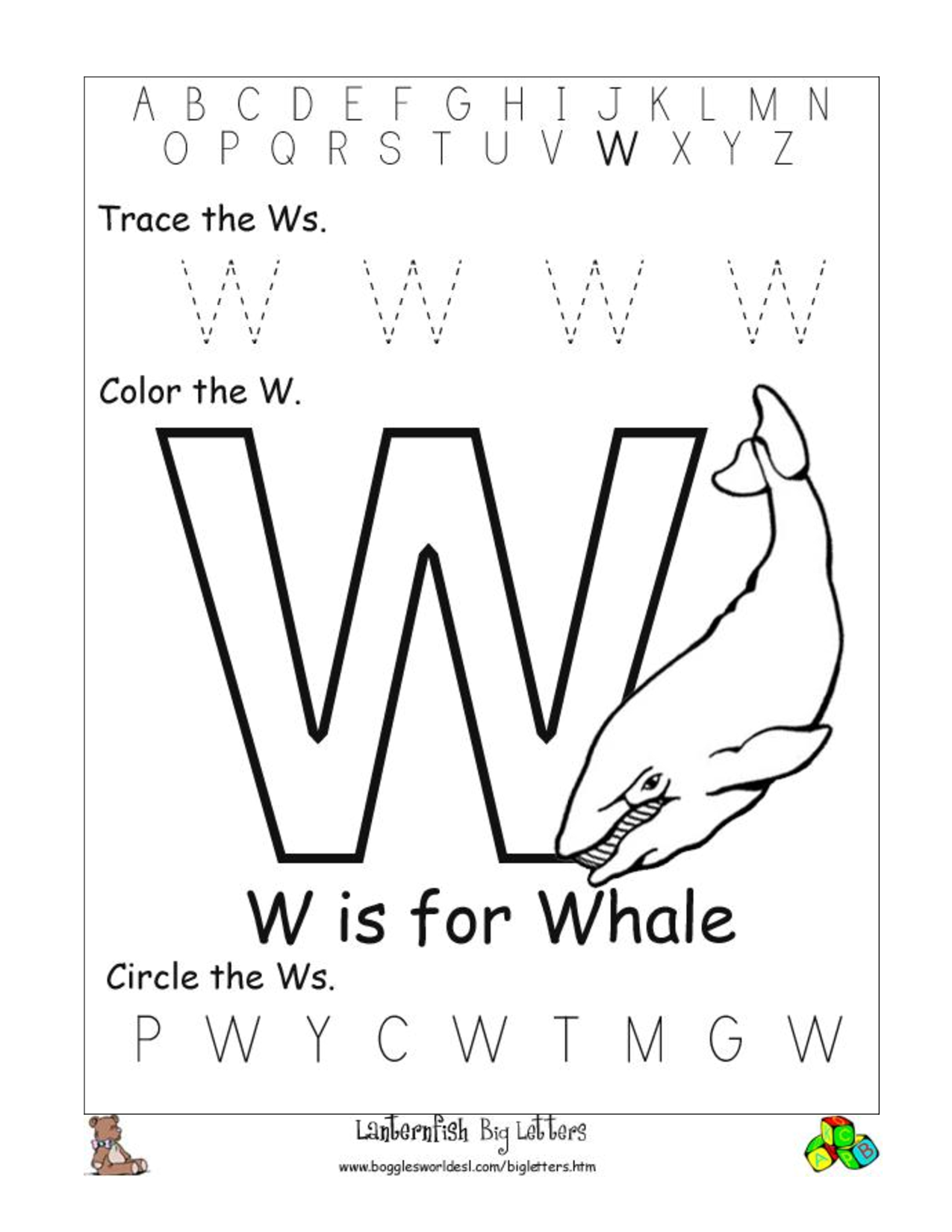 Letter W Worksheets for Preschool | Free, Printable
