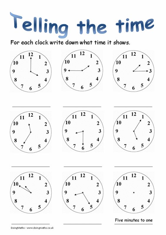 Telling Time Worksheet #3  