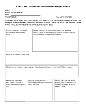 Psychology interactive worksheet  