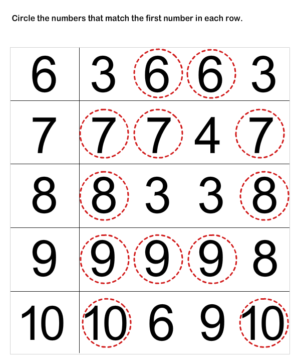 Worksheet Matching Numbers - Lookbook Education