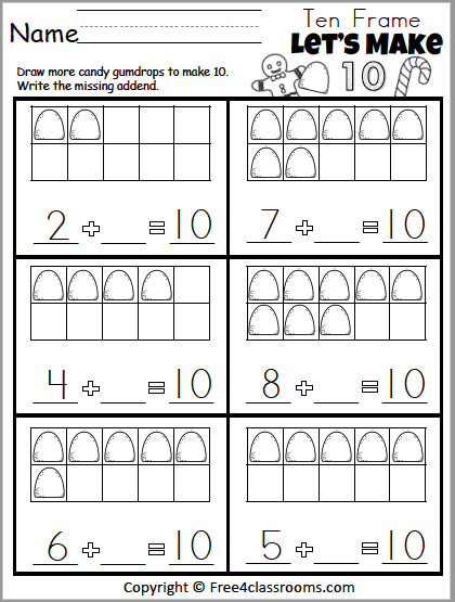Addition Math Worksheets for Kindergarten