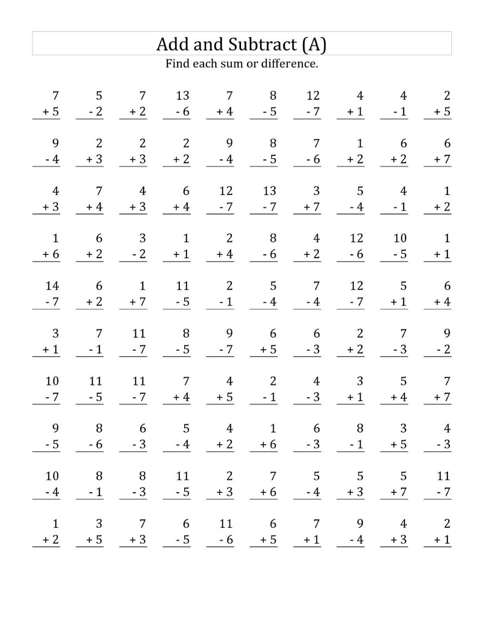 Addition Subtraction Multiplication Division Worksheets with 