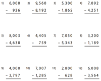 Subtracting Across Zeros Worksheets | WorksheetsGO