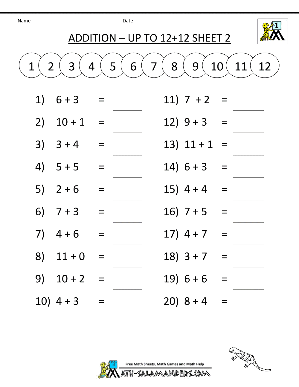 Math worksheet for kids addition mathematic Vector Image