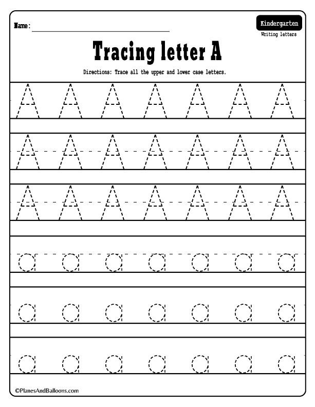 Letter A alphabet tracing worksheets - Free printable PDF