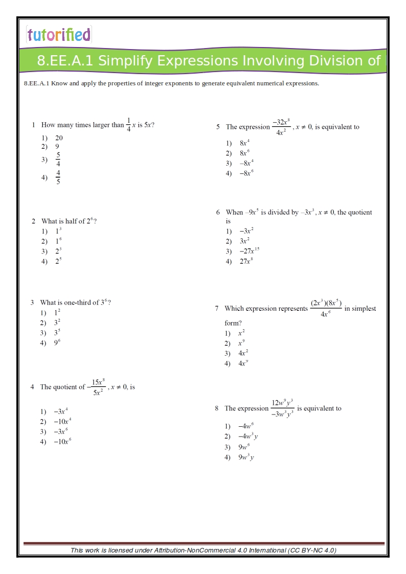 Algebra 1 - Chapter 0.1 Whole Numbers Worksheet (DOC & PDF) | TPT