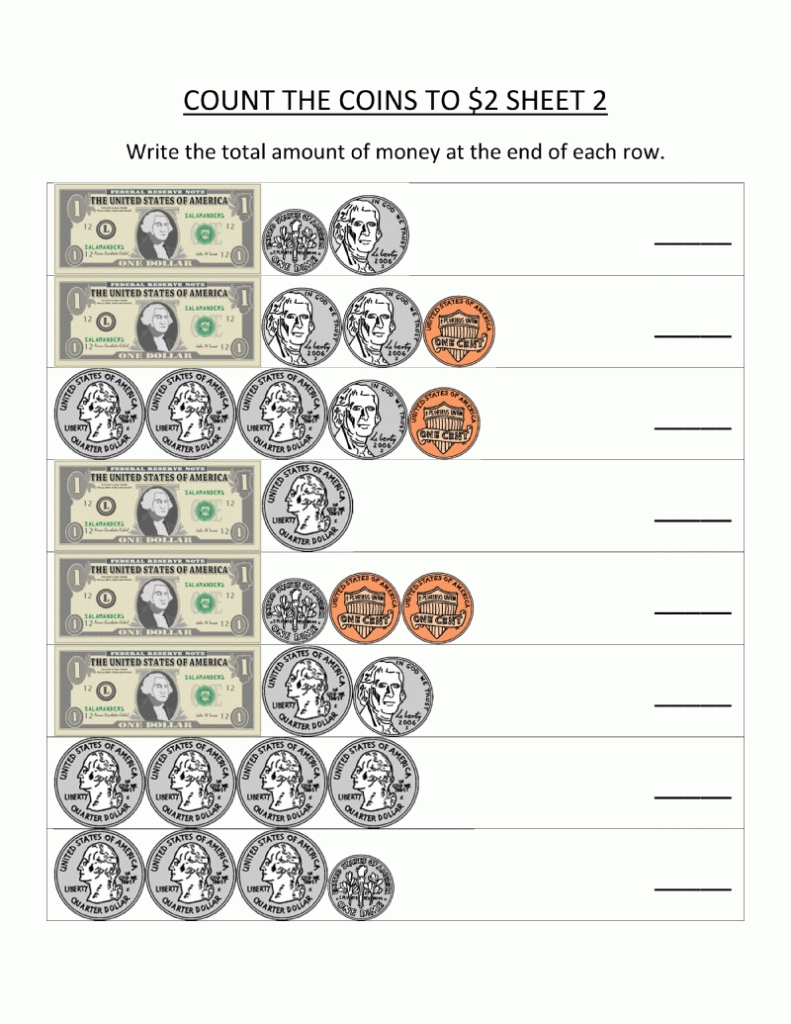 Money Worksheets Counting United States Bills And Coins