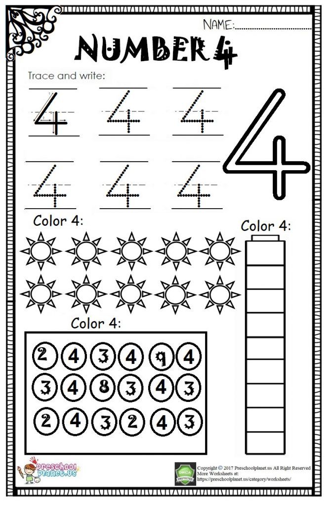 Number 4 Worksheets - FREE Tracing & Counting Printables