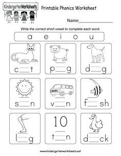 Phonics Worksheets for Kindergarten (Free Printables)
