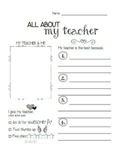 Best Teacher Worksheet - Twisty Noodle