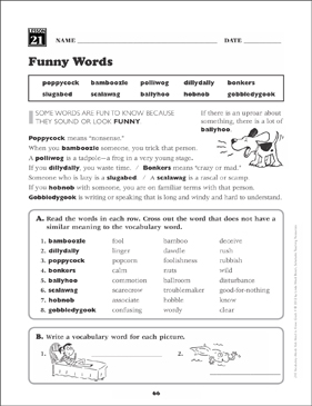 4th grade vocabulary worksheets