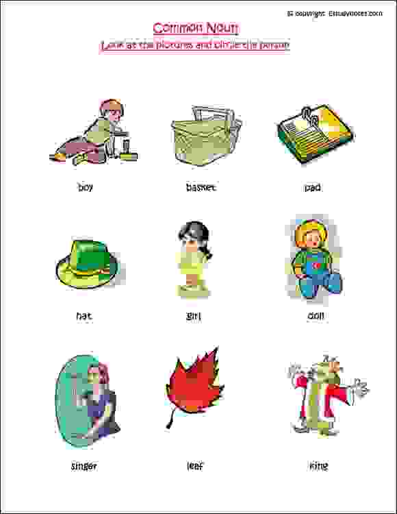 noun worksheets for kindergarten