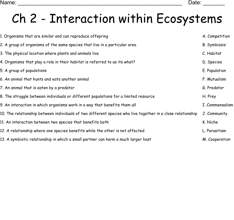 Types of ecosystems and Biodiversity worksheet | Live Worksheets