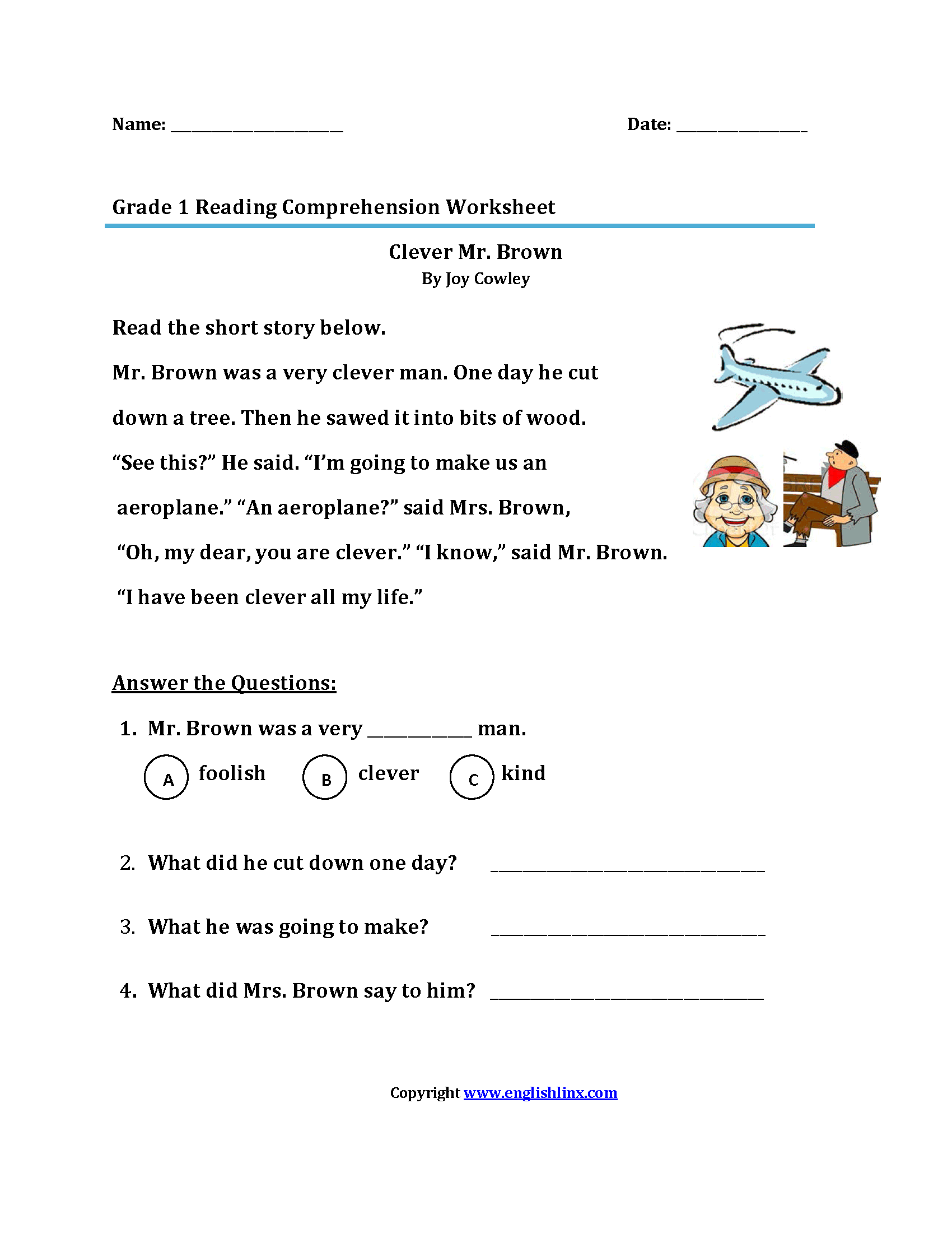 Free 3rd-Grade Reading Comprehension Worksheets | Games4esl