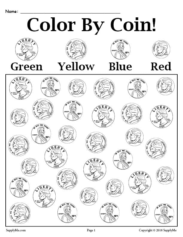 Worksheets: Identifying Coins (USA)