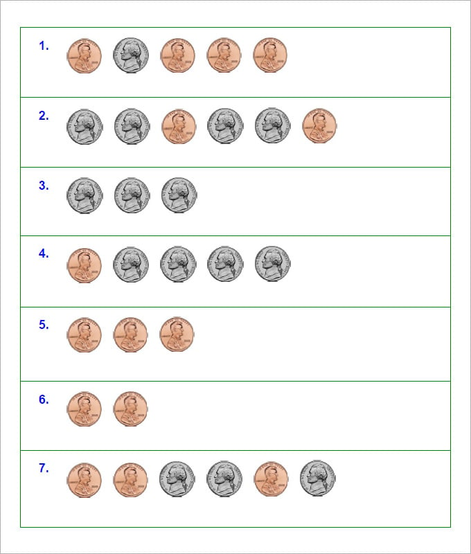 Guess the Amount Using Different Types of Coins - Math Worksheets 
