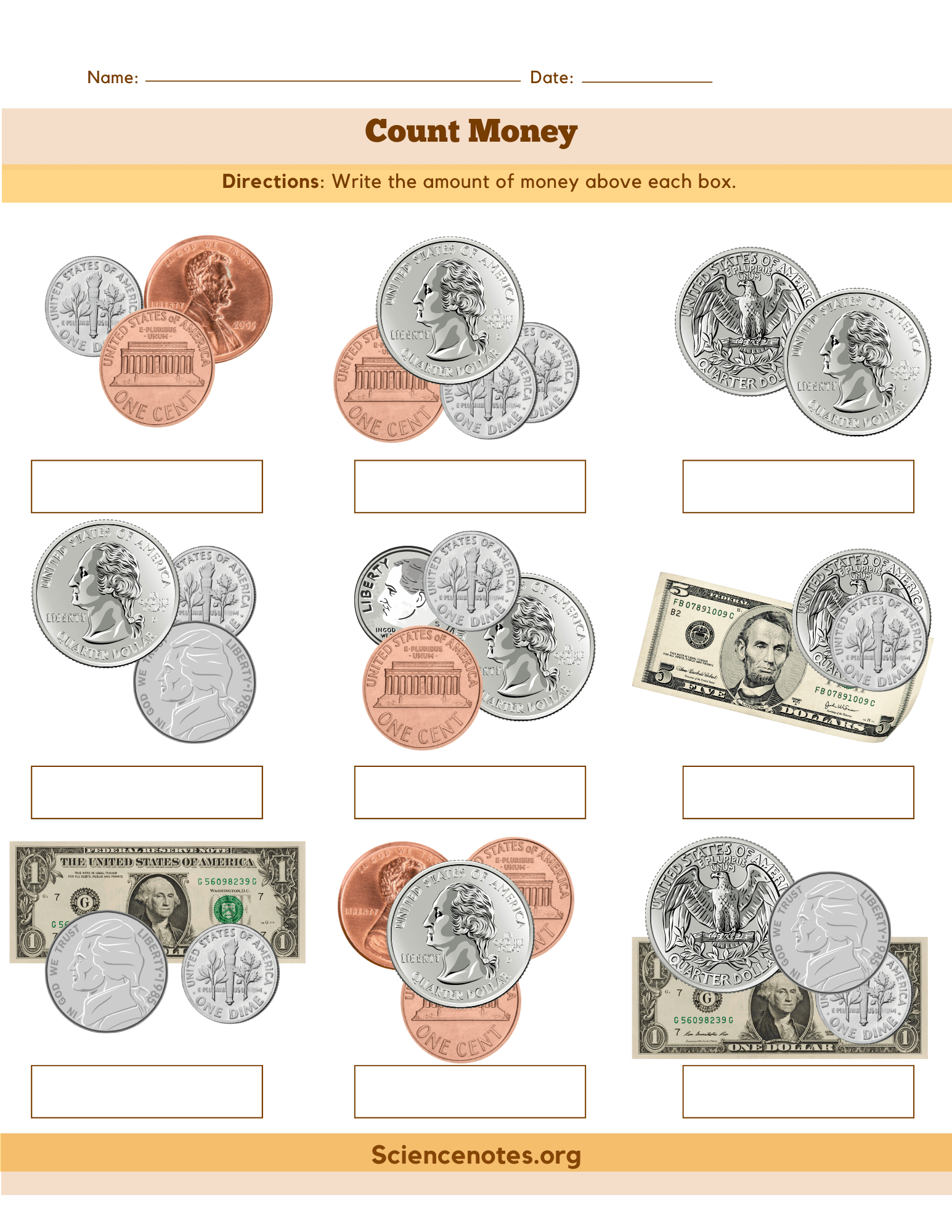 Guess the Amount Using Same Types of Coins - Math Worksheets 