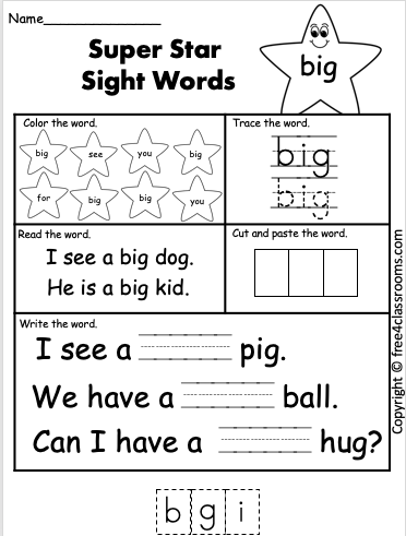 Free Printable Sight Word Worksheets - Reading Elephant