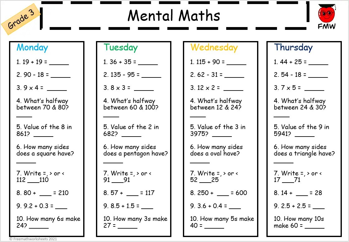 3rd Grade Math Worksheets - Best Coloring Pages For Kids