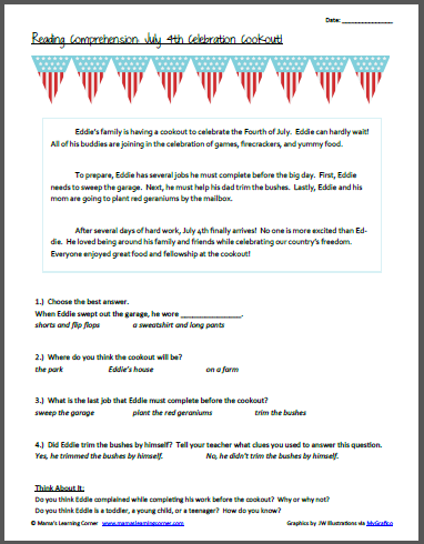 4th of july worksheets