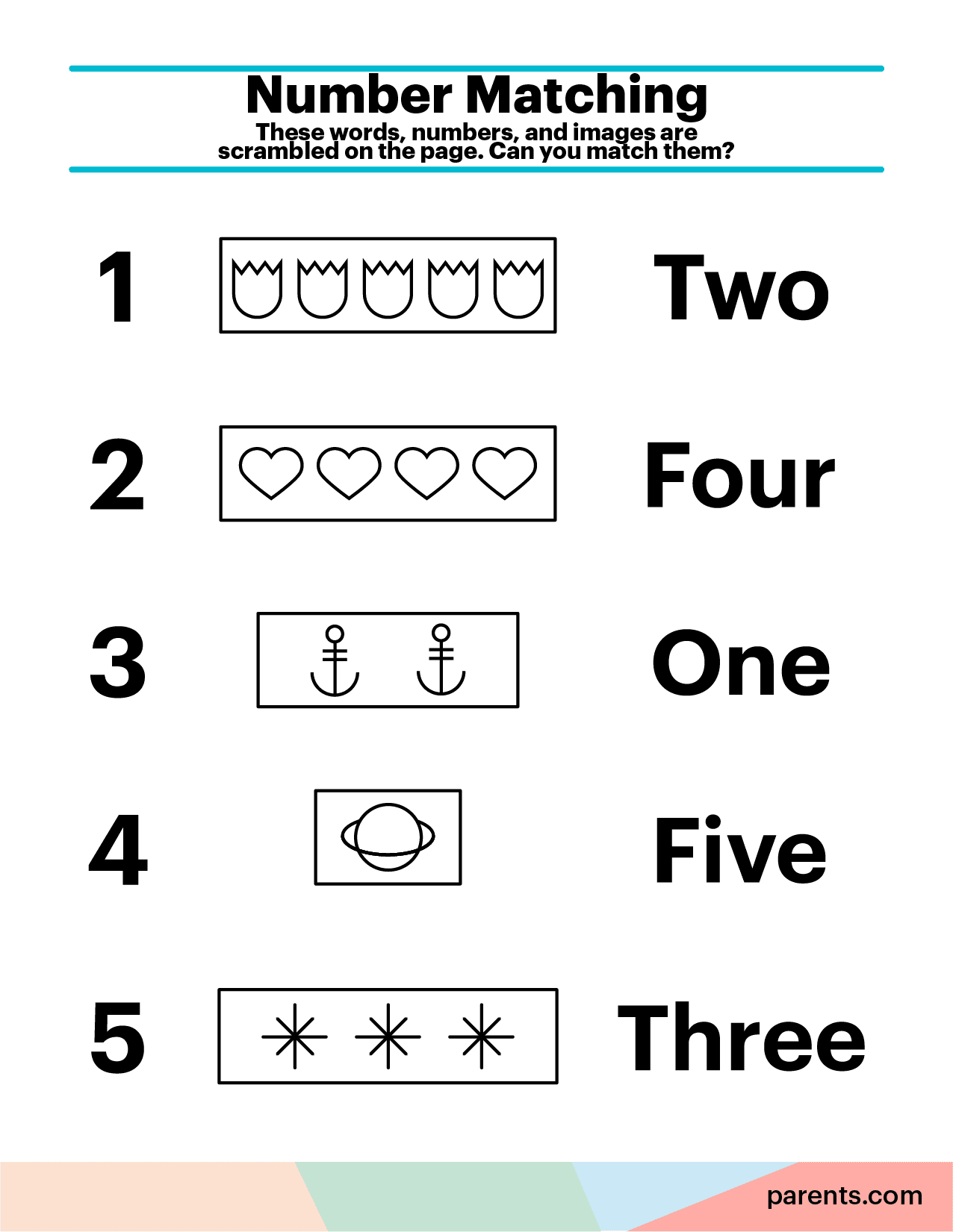 worksheets for 1 year olds