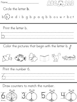 Worksheets for Kindergarten: Morning Work Worksheets  