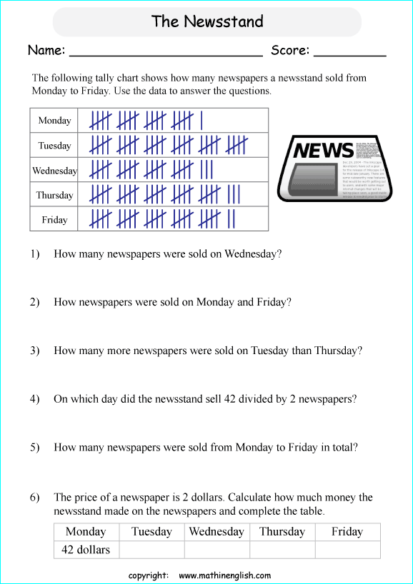 tally marks worksheets
