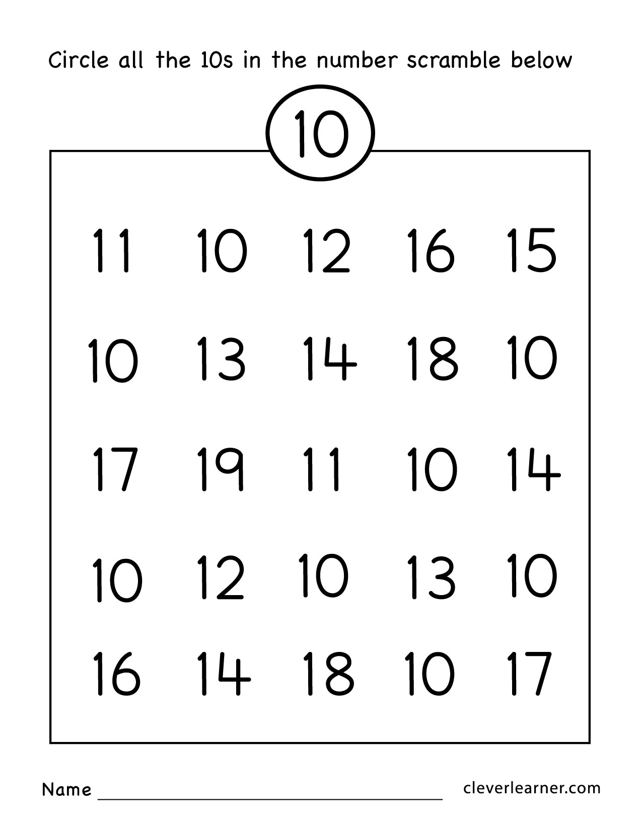 Trace The Number “10” Worksheet For Preschoolers