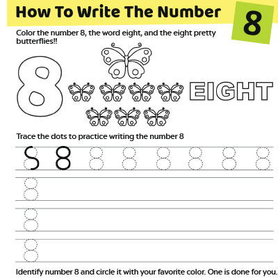 FREE Printable Number 8 Worksheets for Preschoolers