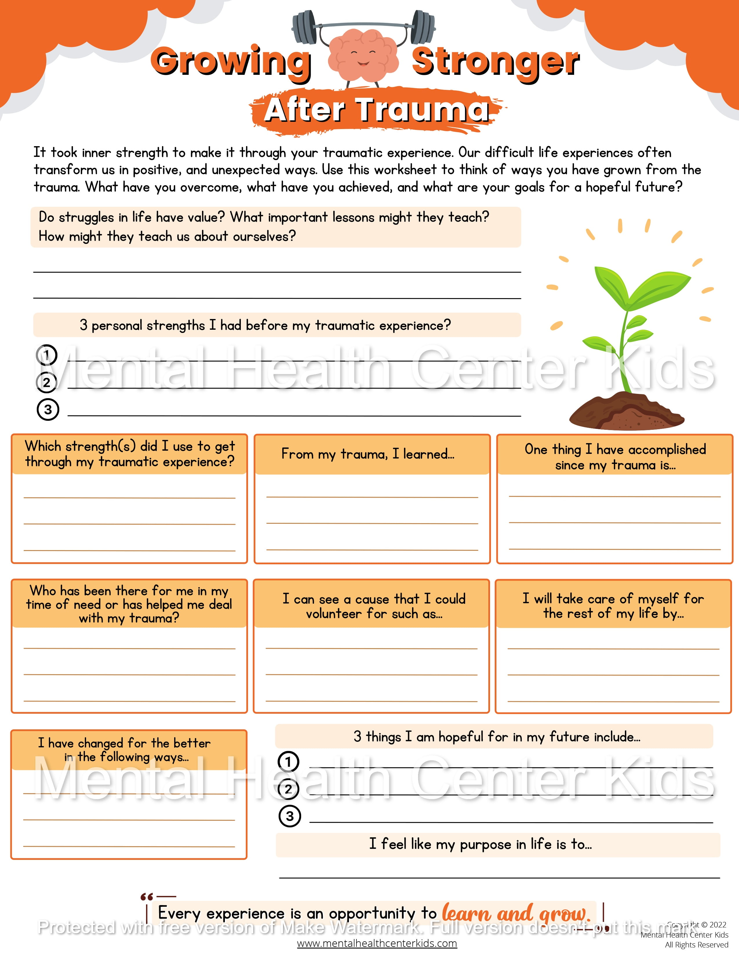 trauma worksheets pdf for adults