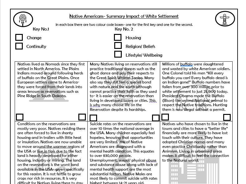 Native Americans Vocabulary: English ESL worksheets pdf &  doc
