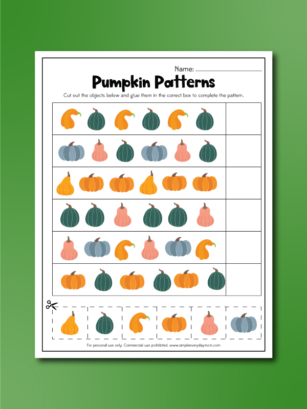 pumpkin worksheets for preschool