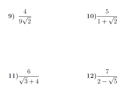 Rationalise the Denominator (examples, videos, worksheets