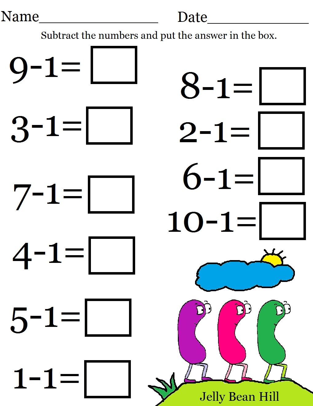 kindergarten addition and subtraction worksheets