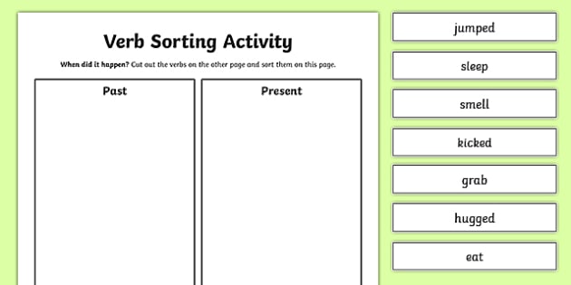 past tense verb worksheets