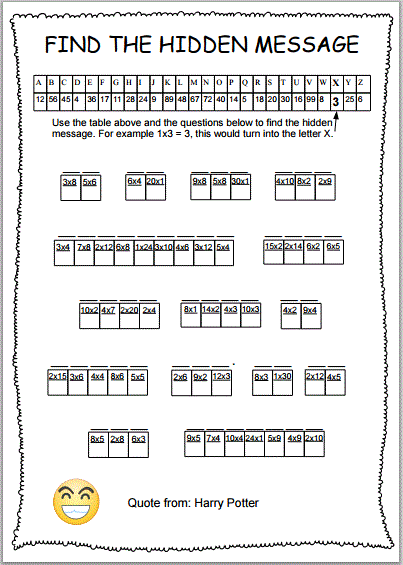 mystery math worksheets