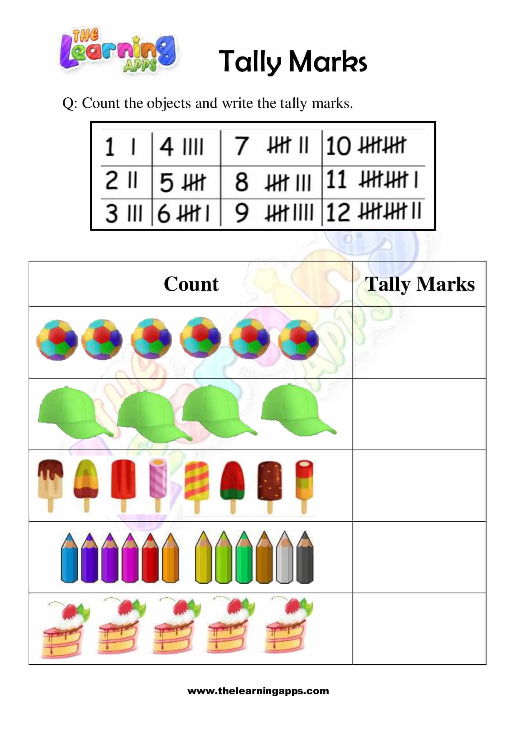Kindergarten Math Worksheets : Numbers 1-10 Tally Marks - Etsy