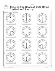 time to the hour worksheets