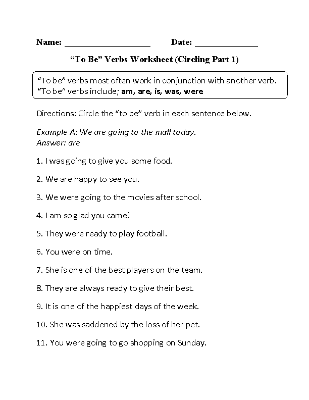 Nouns and Verbs Worksheets for Grammar Parts of Speech worksheets library